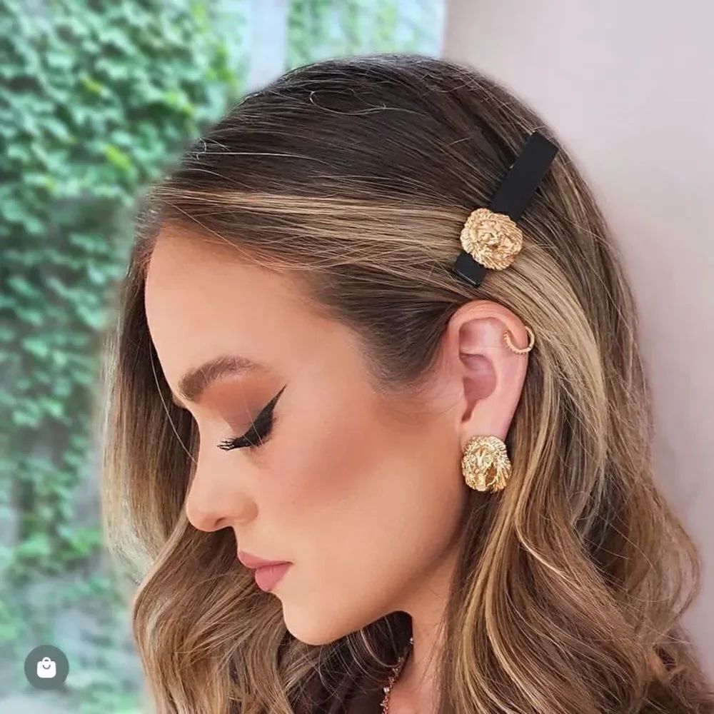 Hair duck beak pin black and gold colors Lion design plus new Ipsy bag